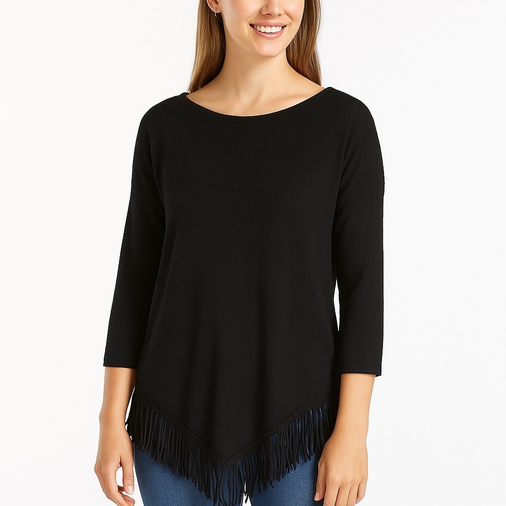 INC International Concepts Black Long Sleeve Top